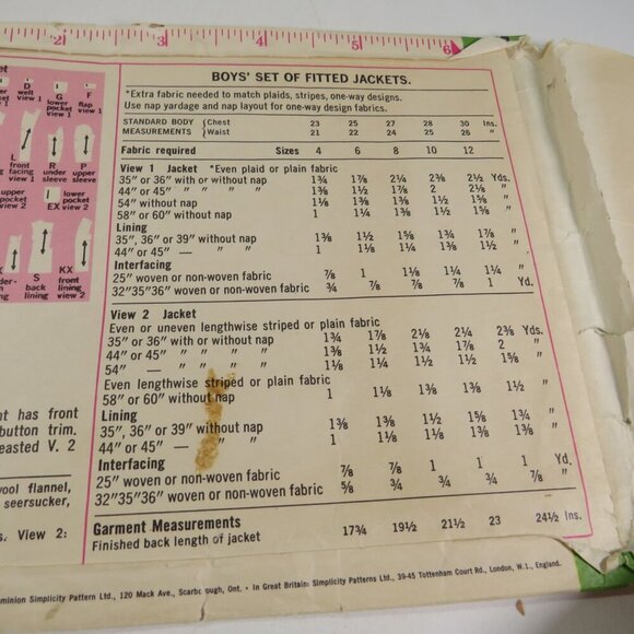 Simplicity 9944 clothing pattern Boys Suit Jacket (complete) - Picture 6 of 8